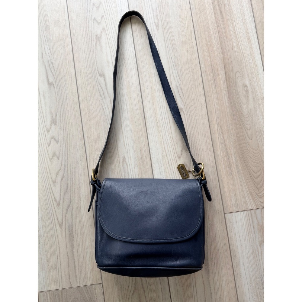 Vintage Coach Patricia's Legacy Bag Men OS Navy Blue Leather Crossbody 4150